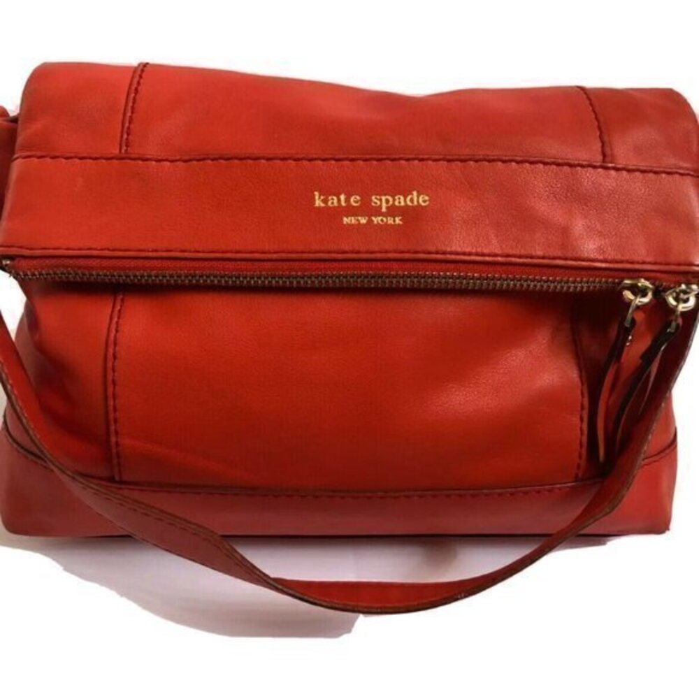 Kate Spade handbag Leather Purse tote red Orange